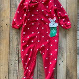 Polka Dot Stocking Zip Up Fleece Pajama
