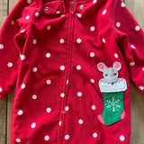 Polka Dot Stocking Zip Up Fleece Pajama