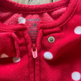 Polka Dot Stocking Zip Up Fleece Pajama