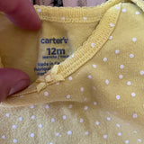 Yellow Polka Dot Long Sleeve Onesie | 9-12 mo | Carter's