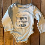 Handsome, Happy, Huggable Onesie | 0-3 months | Mud Pie