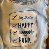 Handsome, Happy, Huggable Onesie | 0-3 months | Mud Pie