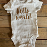 Hello World Gold Sparkle Onesie