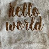 Hello World Gold Sparkle Onesie