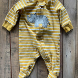 Yellow Rhino Striped Zip Up Pajama | Carter's