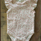 Pink Garden Flutter Shoulder Short Sleeve Onesie | Laura Ashley