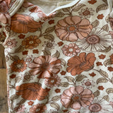 Organic Retro Flowers Short Sleeve Onesie | Rabbit + Bear