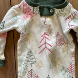 Christmas Tree Print Zip Up Pajama | 3-6 mo | Burt's Bees