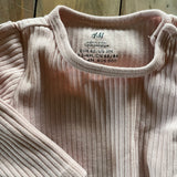 Organic Light Pink Ribbed Long Sleeve Onesie | H&M