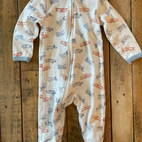 Airplane Zip Up Pajama | 6-9 mo | Laura Ashley Baby