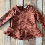 Brown Quilted Long Sleeve Top | Tahari