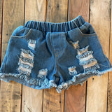 Denim Frayed Hem Shorts | 12-18 mo
