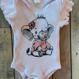 Ruffled Elephant Onesie | 0-3 mo