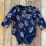 Navy Flowers Long Sleeve Onesie | Baby Gap
