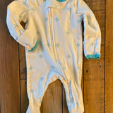 White & Green Zip Up Pajama | newborn | Cloud Island