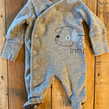 Gray Dog Snap Up Pajama | newborn | Mac & Moon