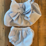 Blue Bow Two Piece Set | 0-3 mo