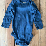 Navy Ribbed Long Sleeve Onesie | Carter's