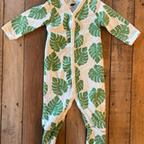 Organic Tropical Leaf Zip Up Pajama | 0-3 mo | Monica + Andy
