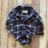 Plaid Button Up Long Sleeve Onesie | Ocean Coast