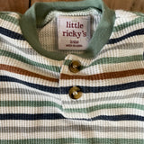 Striped Short Sleeve Henley Onesie | Little Ricky's