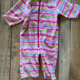 Striped Zip Up Swim Romper