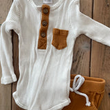 White & Brown Two Piece Set | 6-9 mo
