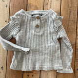 Gray Ribbed Long Sleeve | 6-9 months