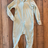 Green Ribbed Zip Up Pajama | 6-9 mo | Old Navy
