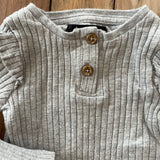 Gray Ribbed Long Sleeve | 6-9 months