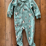 Teal Penguin Zip Up Pajama | 9-12 mo | Carter's