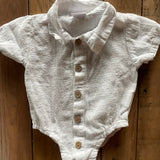 White Button Up Romper | 3-6 mo