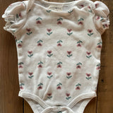 Organic Flower Heart Onesie | 3-6 mo | Rabbit + Bear