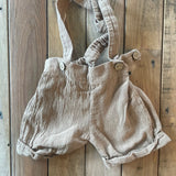Beige Suspender Shorts | 3-6 mo