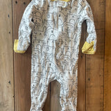 Doodle Animal Print Zip Up Pajama | 3-6 mo | Cloud Island