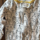 Doodle Animal Print Zip Up Pajama | 3-6 mo | Cloud Island