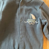 Blue Little Sailboat Button Up Pajama | 6-9 mo | Badgley Mischka