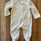 White Ribbed Button Up Pajama | 6-9 mo