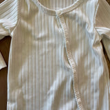 White Ribbed Button Up Pajama | 6-9 mo