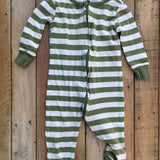 Green Stripe Zip Up Pajama | 12-18 mo | Old Navy