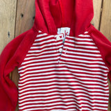 Red Stripe Hoodie Romper | 12-18 mo