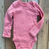 Pink Ribbed Long Sleeve Onesie | newborn | Carter's