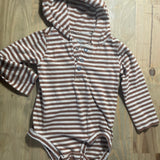 Brown Stripe Hoodie Onesie | 12-18 mo | Carter's