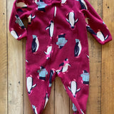 Maroon Penguin Zip Up Pajama | 9-12 mo | Carter's