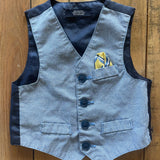 Blue Pocket Formal Vest  | 9-12 mo