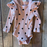 Ribbed Hearts Long Sleeve Onesie | 0-3 mo