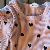 Ribbed Hearts Long Sleeve Onesie | 0-3 mo