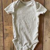 Grey Ribbed Short Sleeve Onesie | 0-3 mo | Carter's