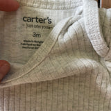Grey Ribbed Short Sleeve Onesie | 0-3 mo | Carter's