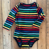 Rainbow Stripe Onesie | 6-9 mo | Primary